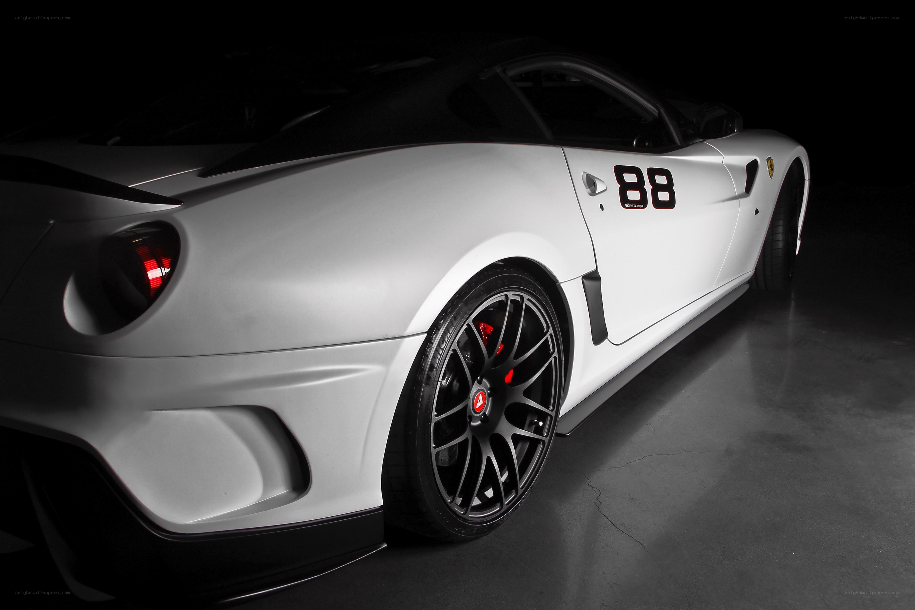 white ferrari with number 88