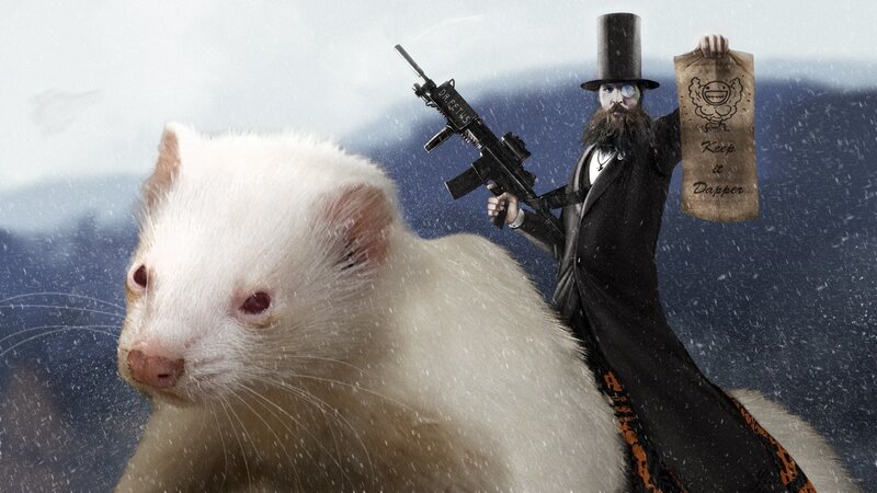 White Ferret in Snow — Dramatic