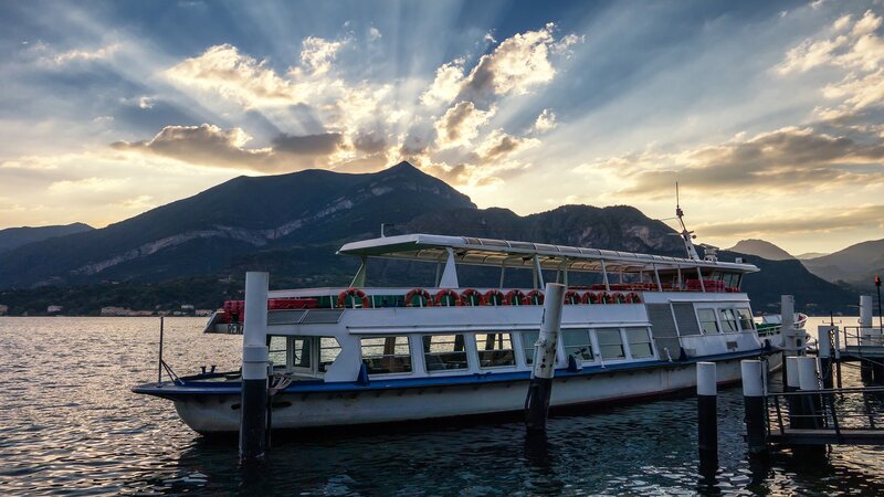White Ferry Boat — Blue, Dramatic