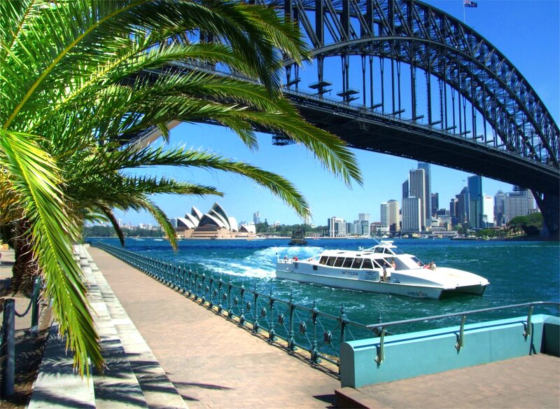 White Ferry Boat — Blue, Sunny