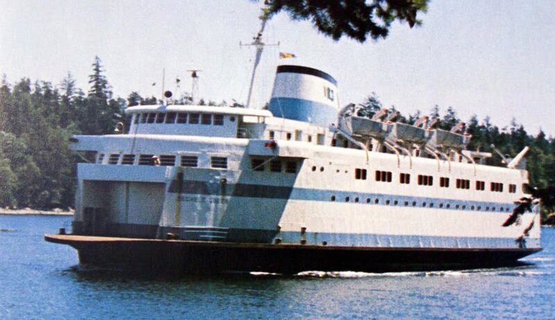 White Ferry Boat — Blue
