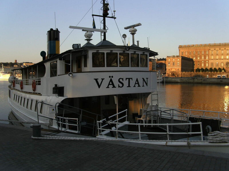 White Ferry Boat — Calm, Sunset