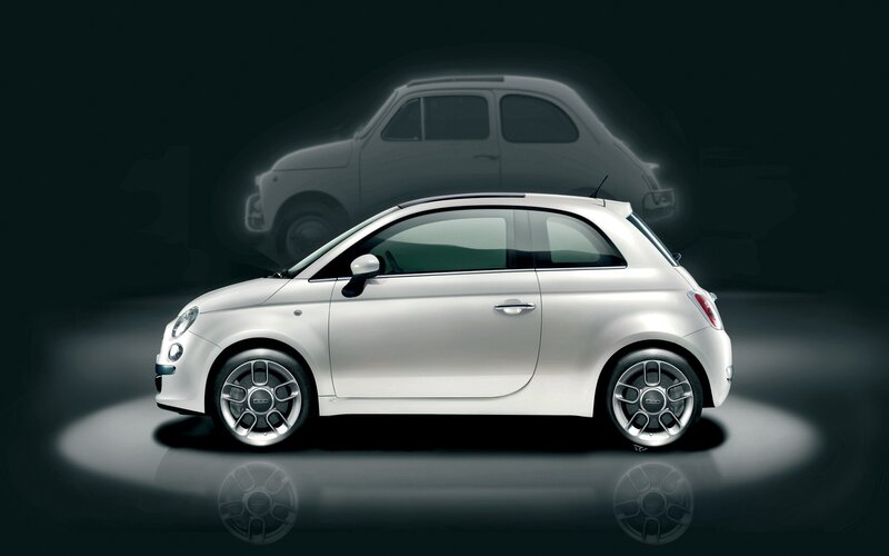 White Fiat 500 car