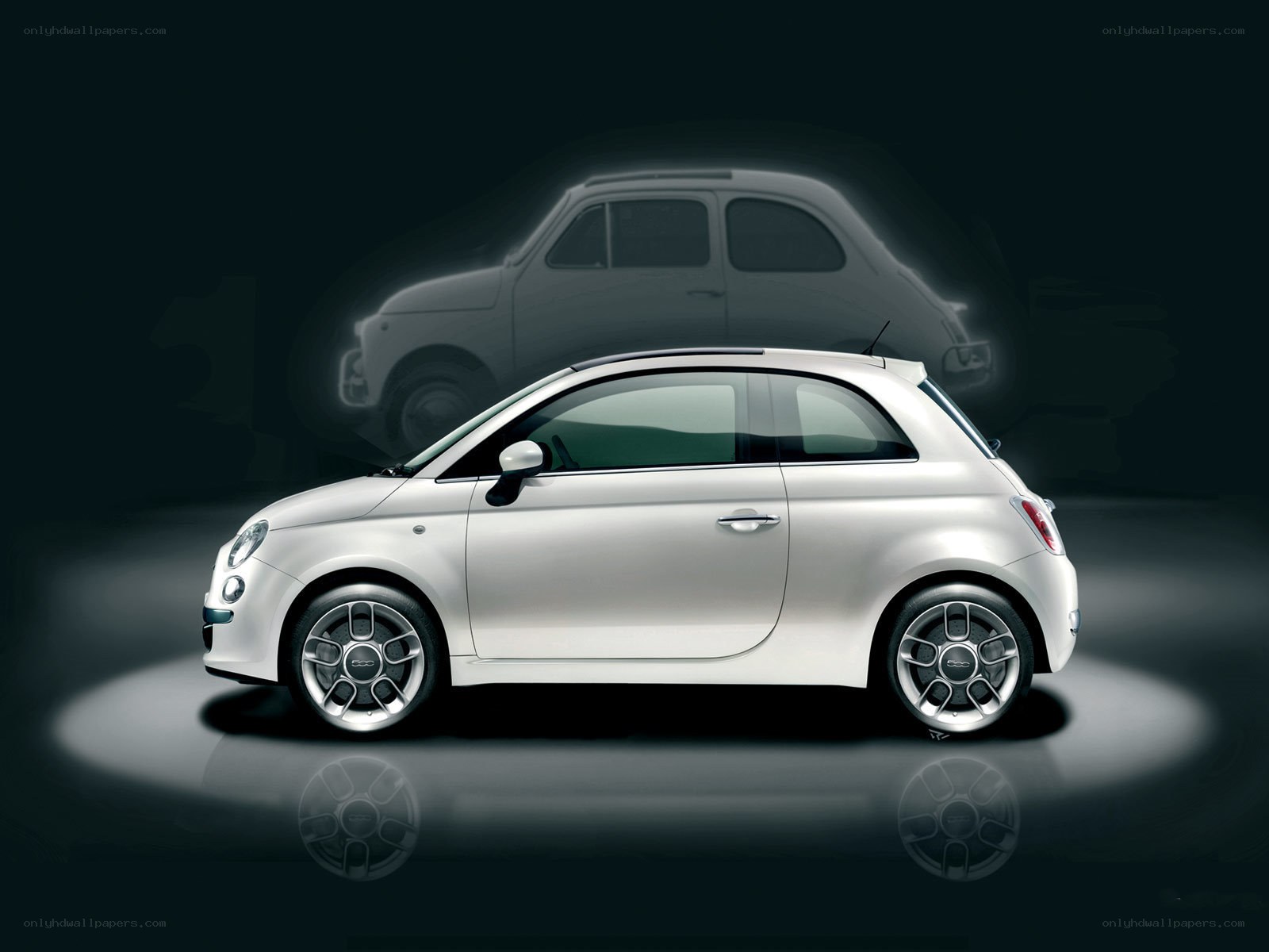 White Fiat 500 car
