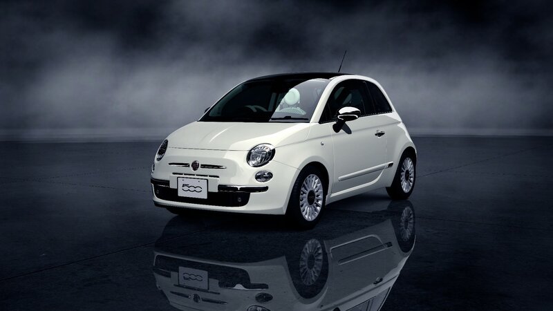 White Fiat 500 Car — Dramatic