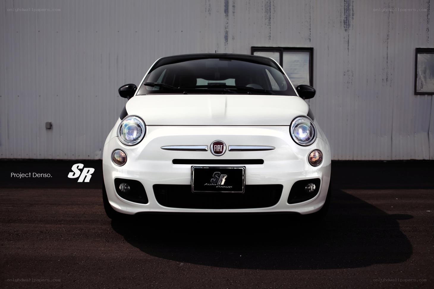 White Fiat 500 front view