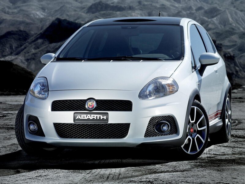white fiat abarth car