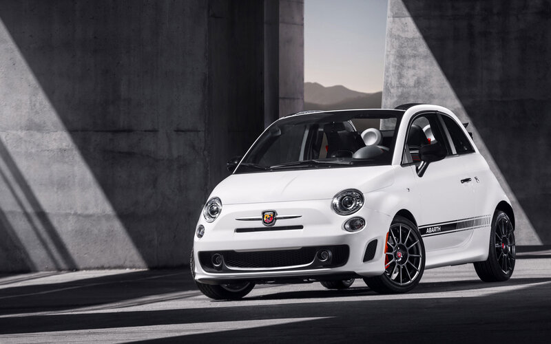 White Fiat Abarth Car — Dramatic