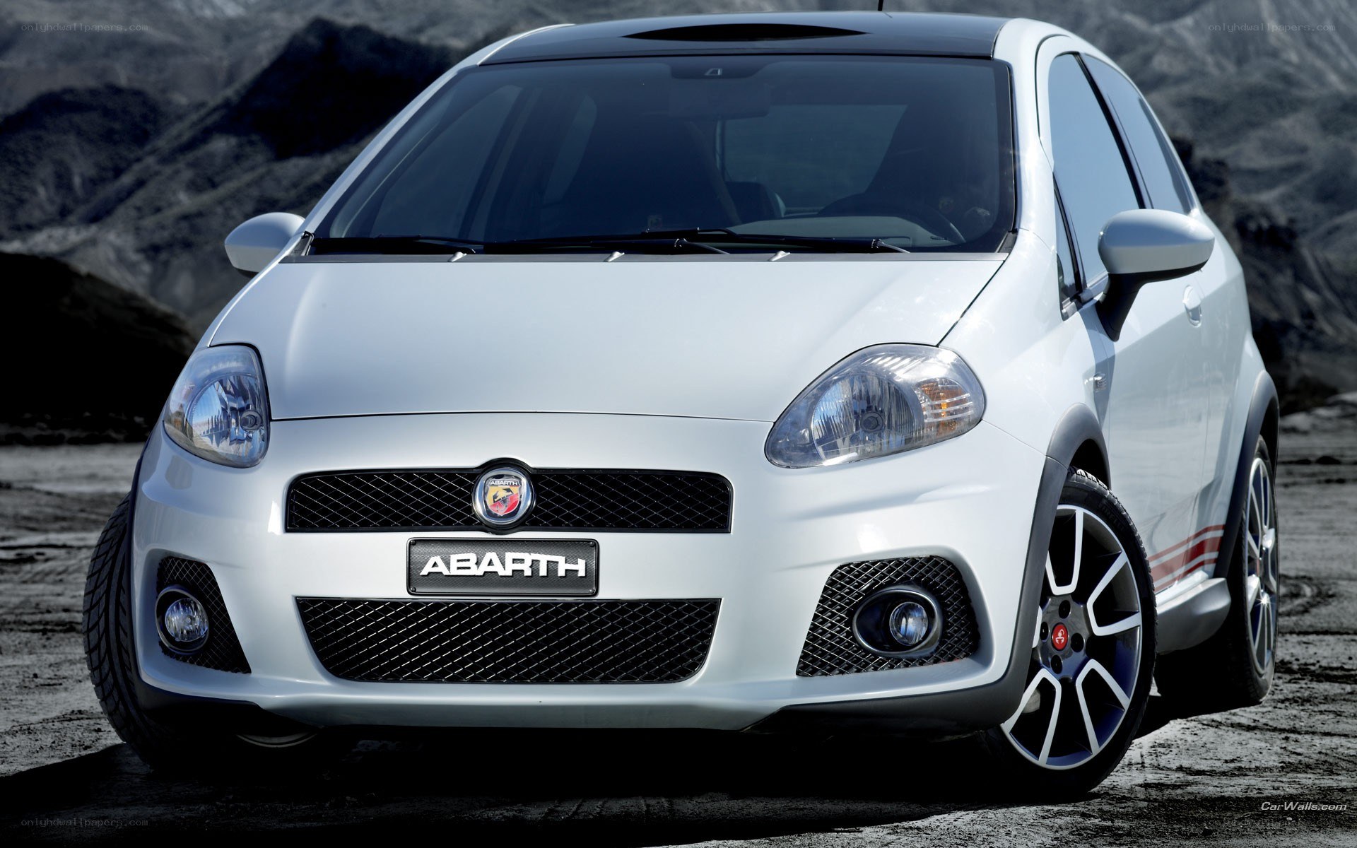 white fiat abarth car