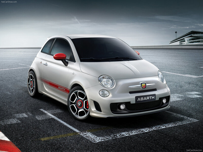 white fiat abarth on racetrack