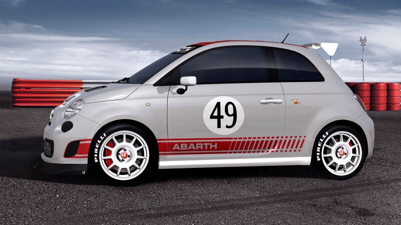 White Fiat Abarth race car