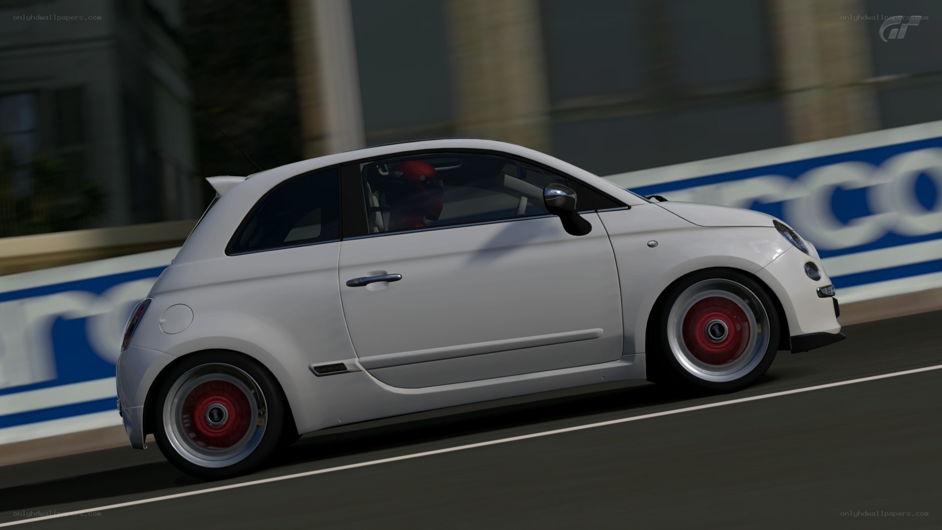 white fiat on racetrack