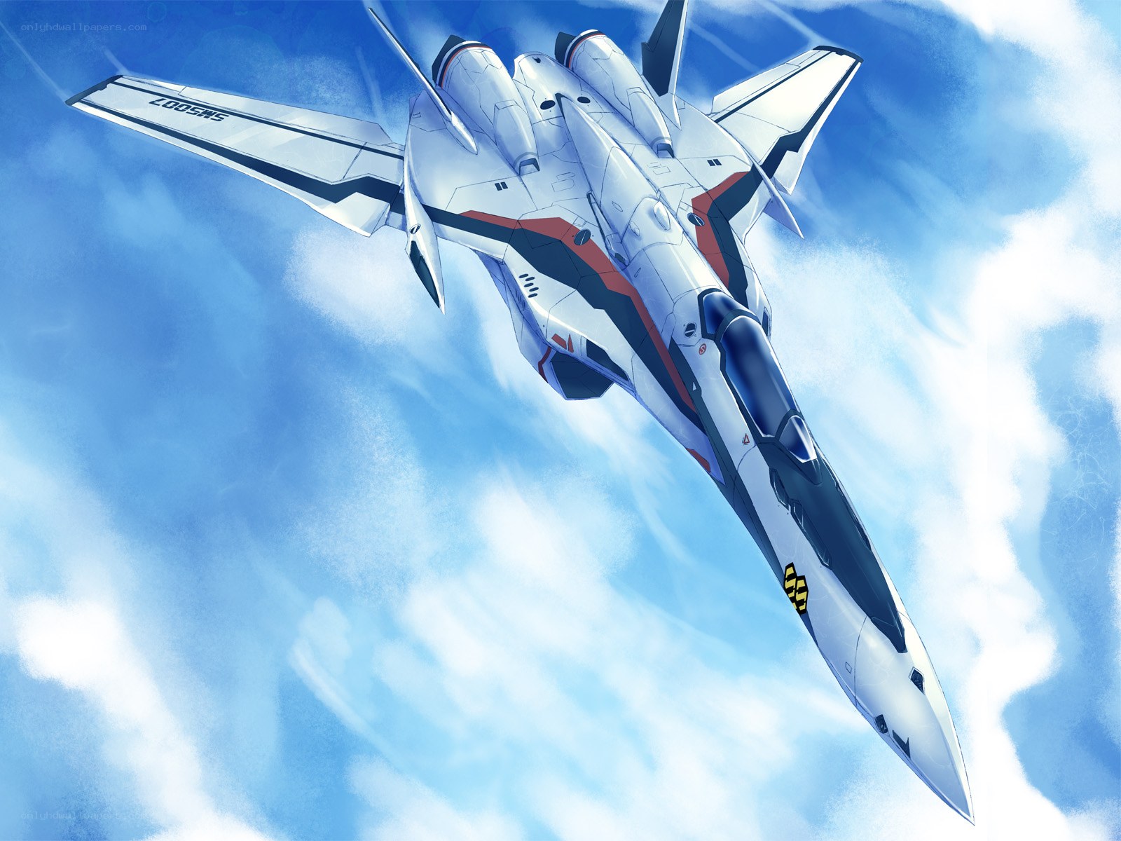 white fighter jet in sky
