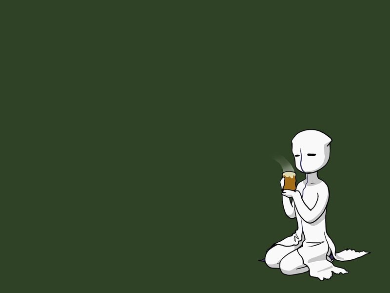 white figure drinking beverage