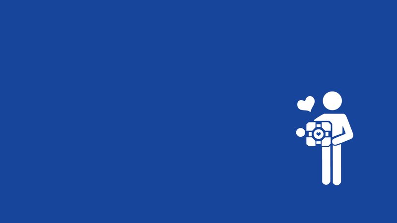 White Figure Holding Cube — Blue