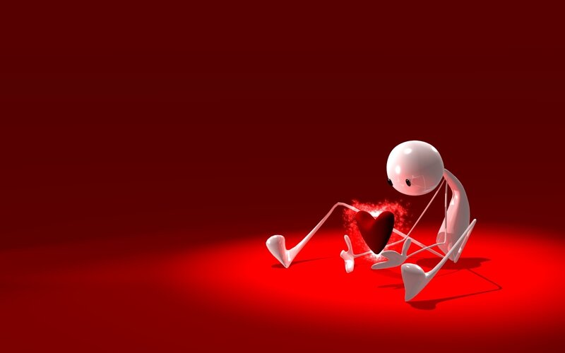 white figure holding heart
