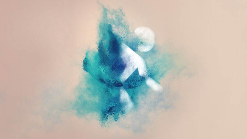 White Figure in Blue Smoke