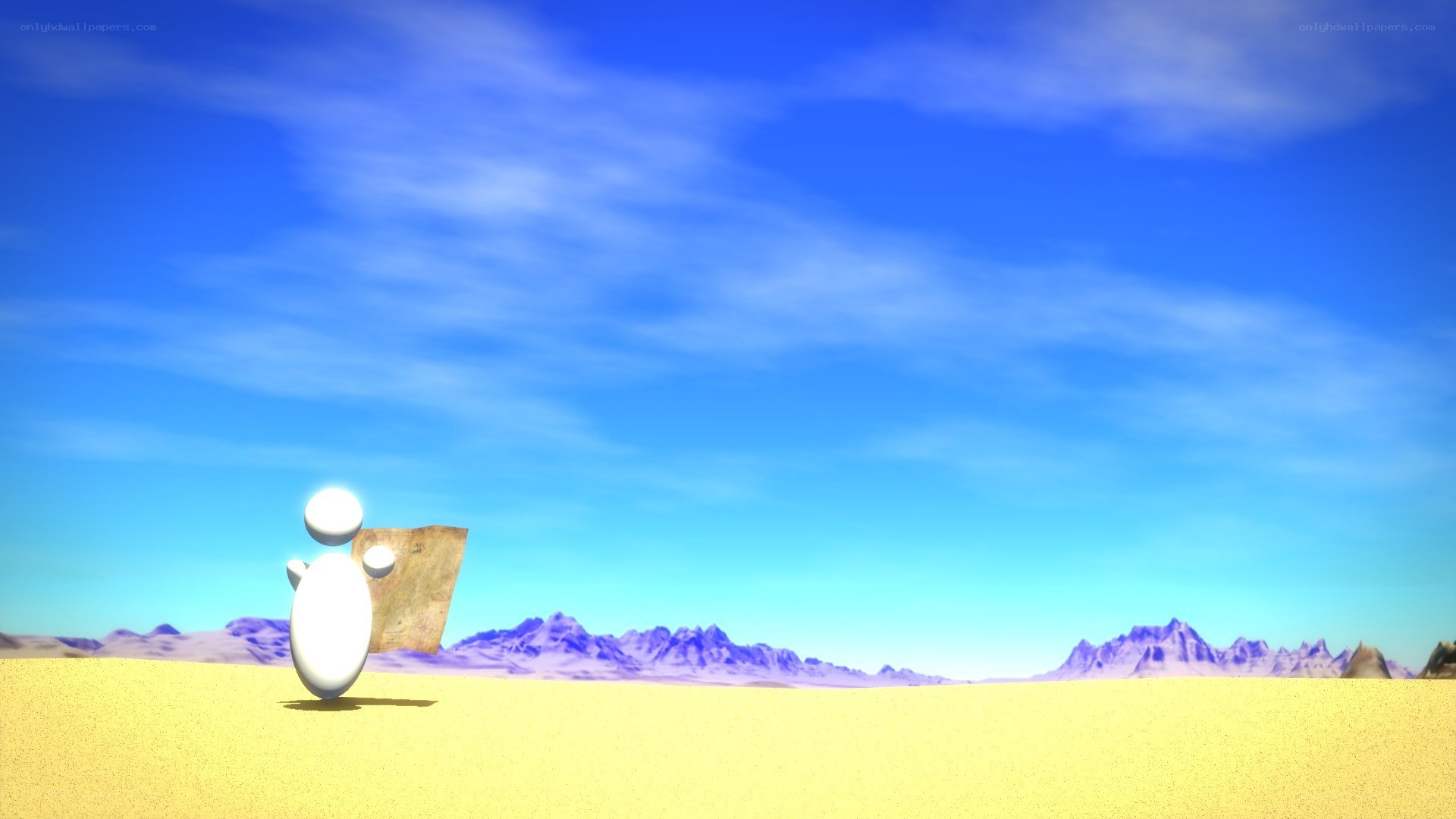 white figure in desert landscape