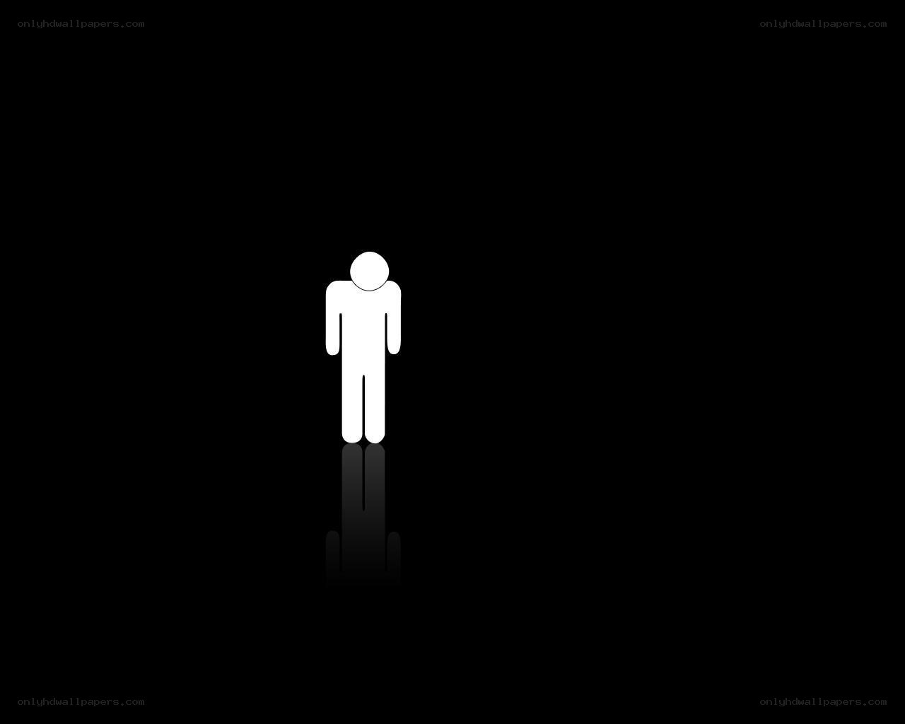 white figure on black background