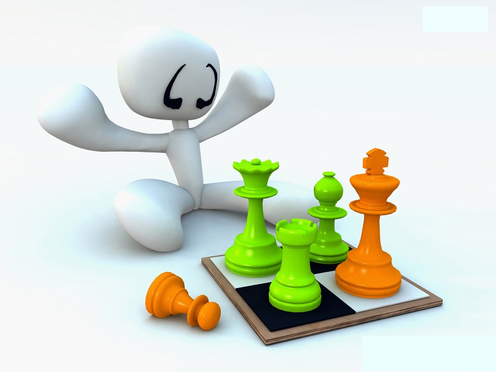 White figure with chess pieces