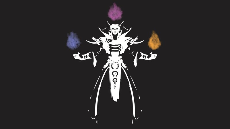 White Figure with Colored Auras