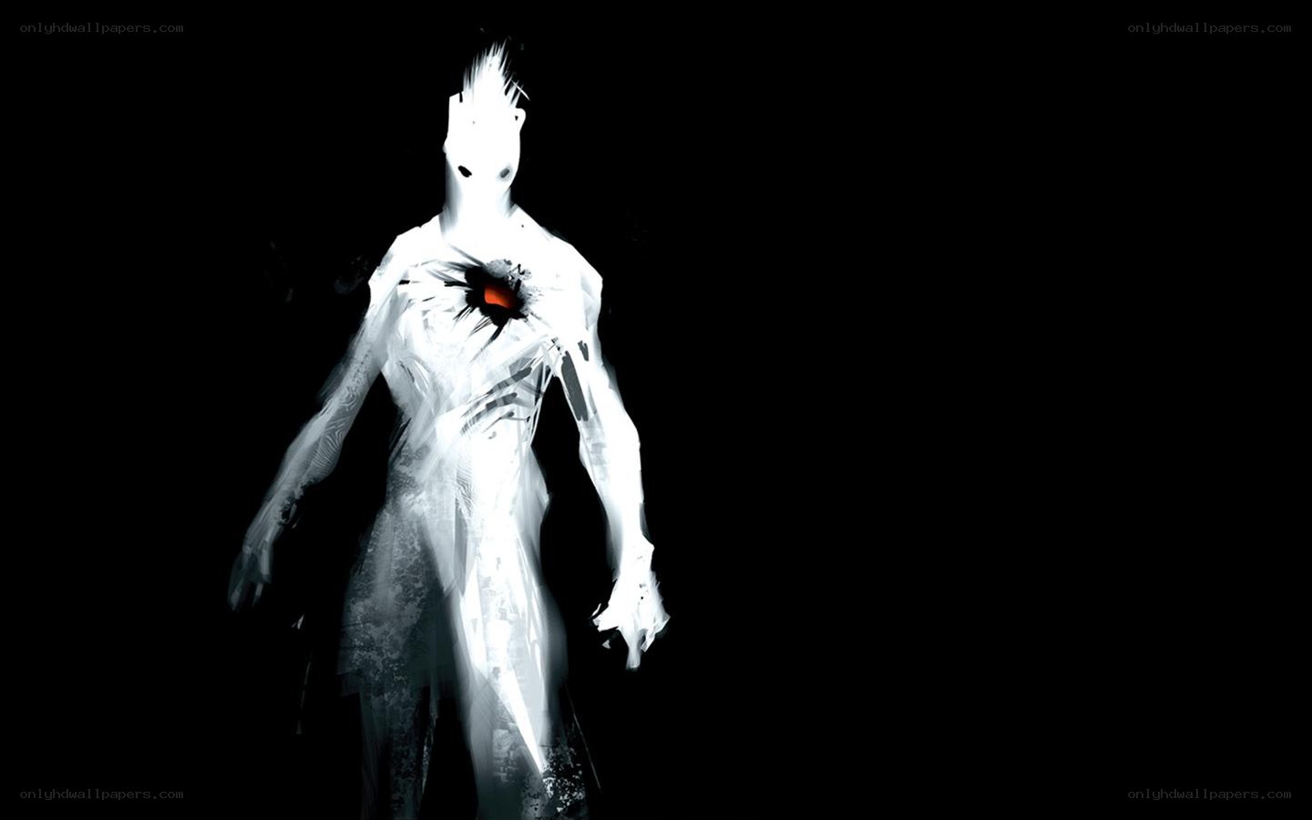 white figure with glowing heart