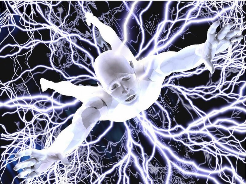 White Figure with Lightning