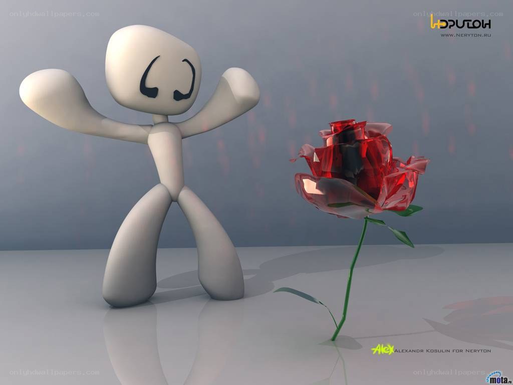 White figure with red rose