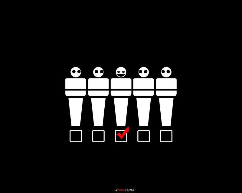 white figures with red checkmark