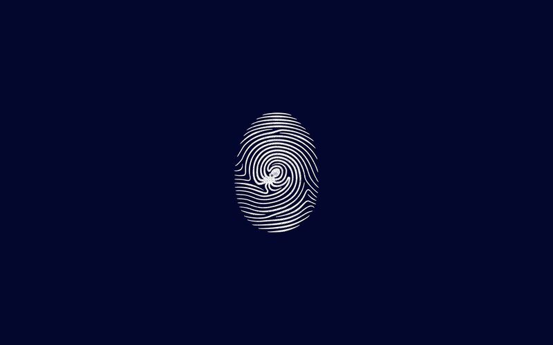 white fingerprint on dark blue