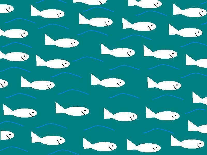 white fish pattern on teal