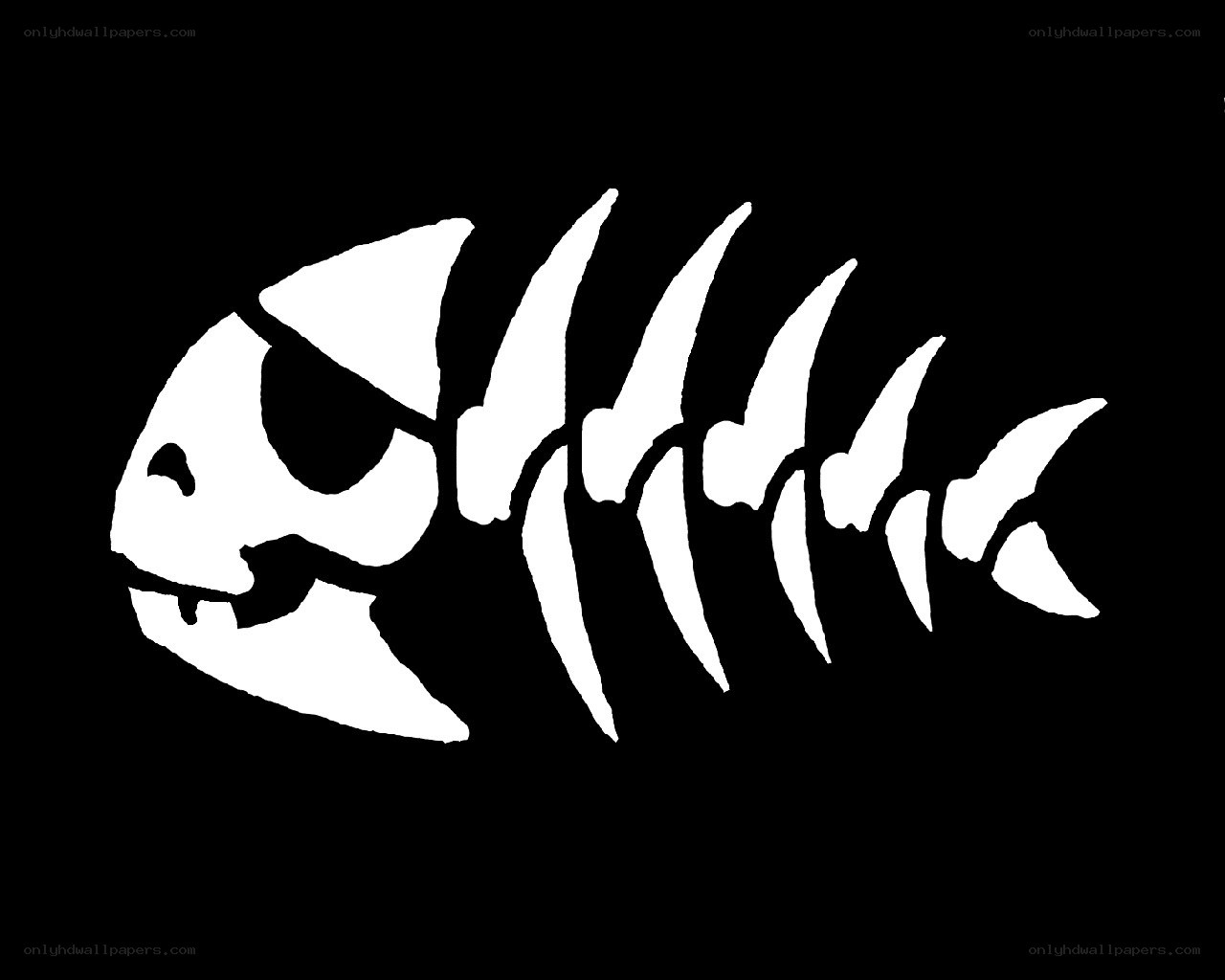 white fish skeleton logo