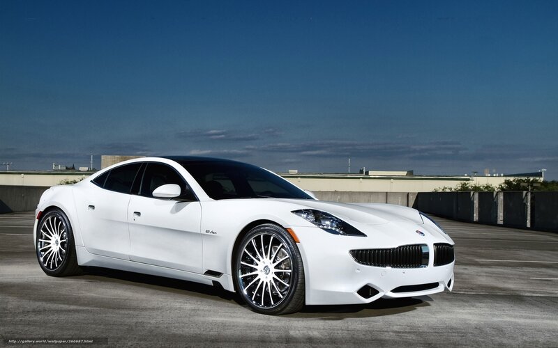 White Fisker Karma sports car