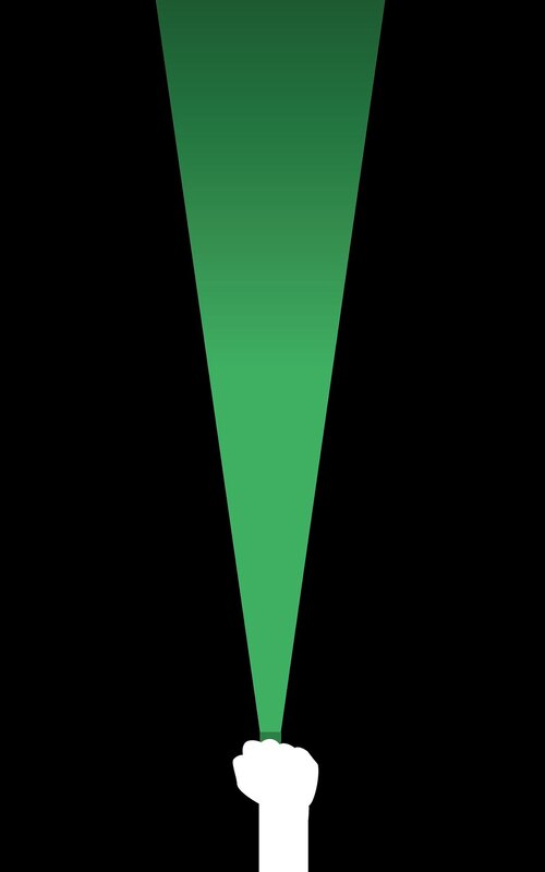 White Fist Holding Green Beam