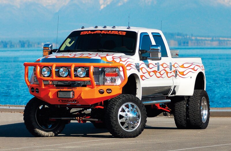 White Flame-painted Truck — Dramatic, Afternoon