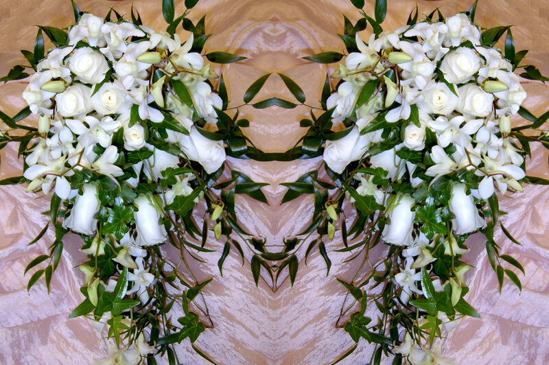 White Floral Arrangements — Symmetrical