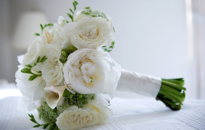 White Floral Bouquet — Serene, Morning, Photograph, Roses