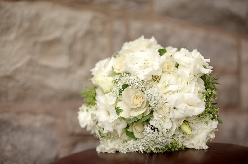 White Floral Bouquet — Serene, Photograph, Greenery