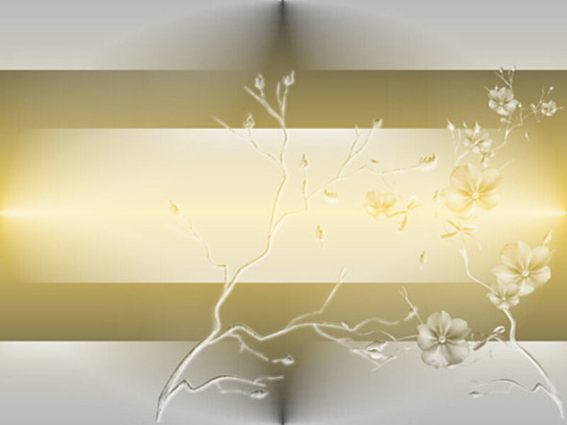 White Floral Branches — Gold