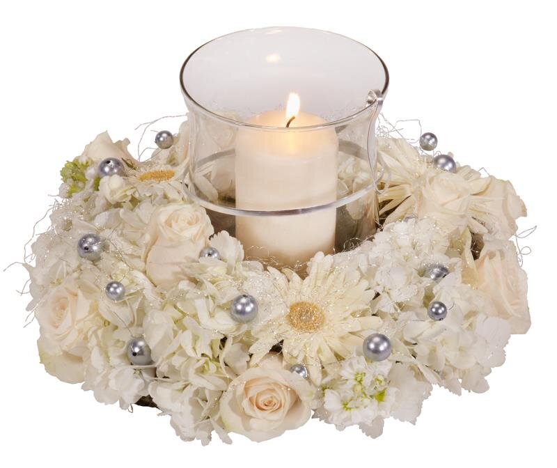 White Floral Candle Arrangement