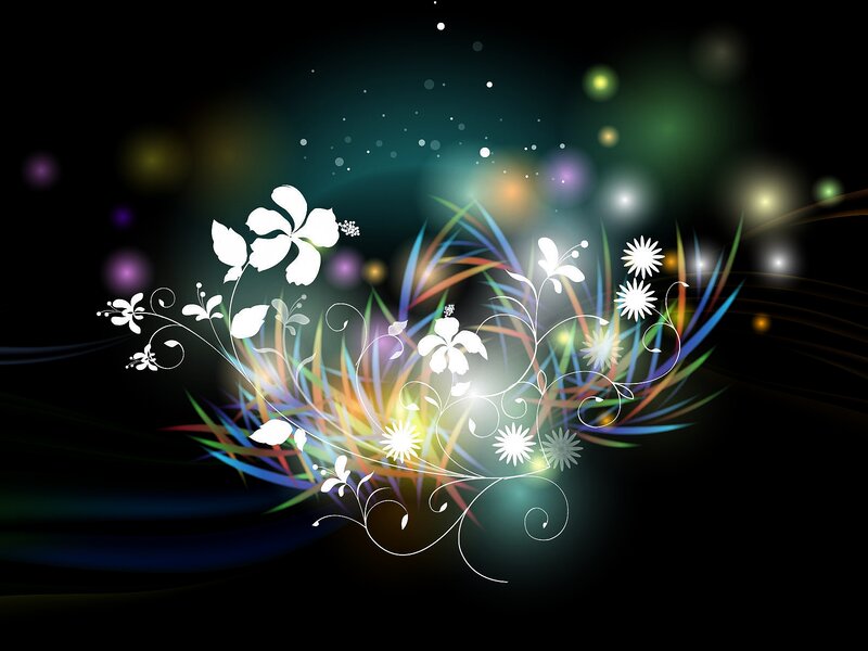 White Floral Design — Black, Dreamy, Night