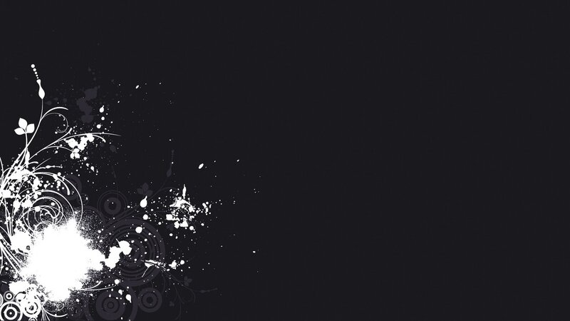 White Floral Design — Black, Minimalist, Digital Art, Splatters