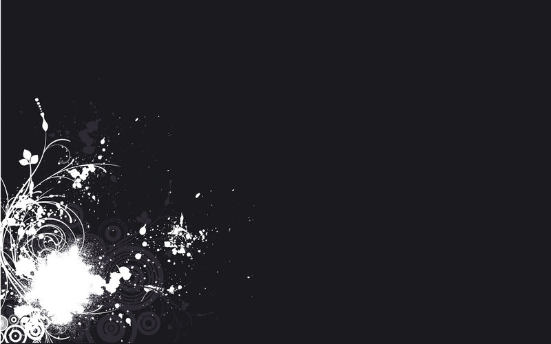 White Floral Design — Black, Minimalist