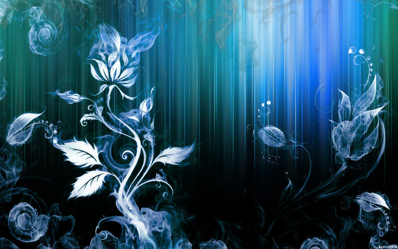 White Floral Design — Blue