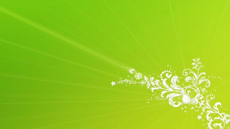 White Floral Design — Green, Calm, Digital Art, Flowers, Swirls