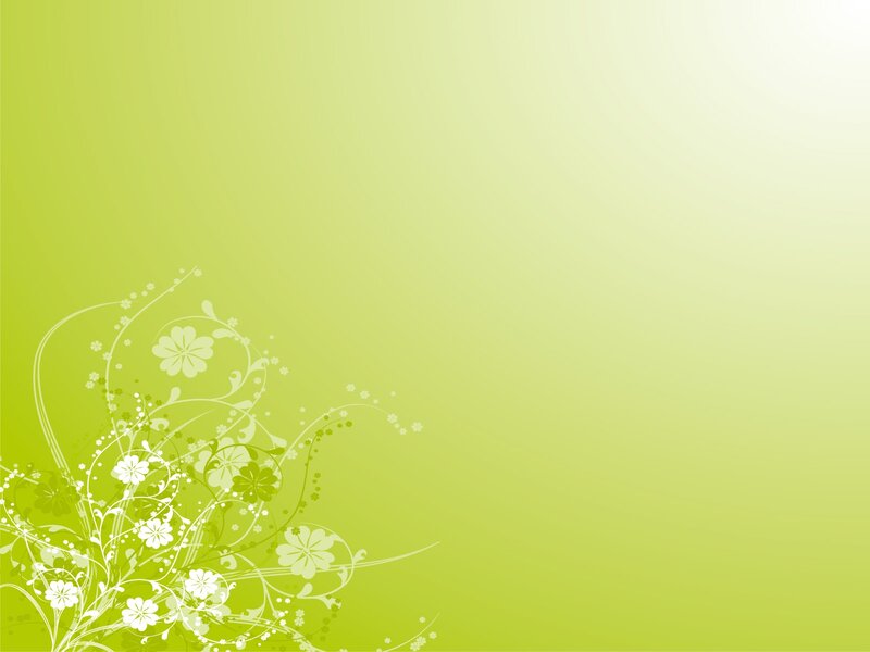 White Floral Design — Green, Calm, Vector Art