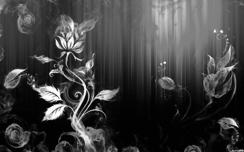 White Floral Design on Black — Ethereal