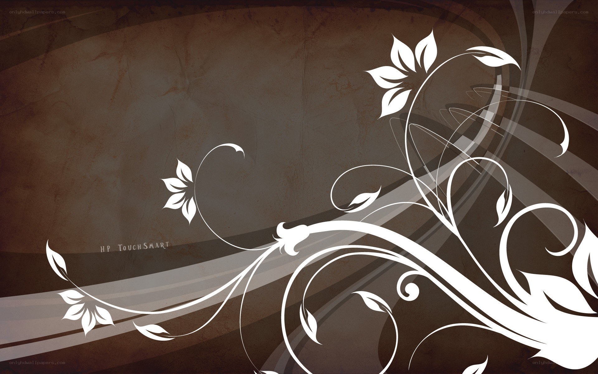 white floral design on brown