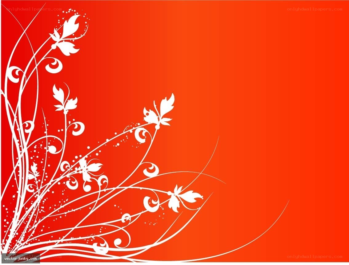 white floral design on red