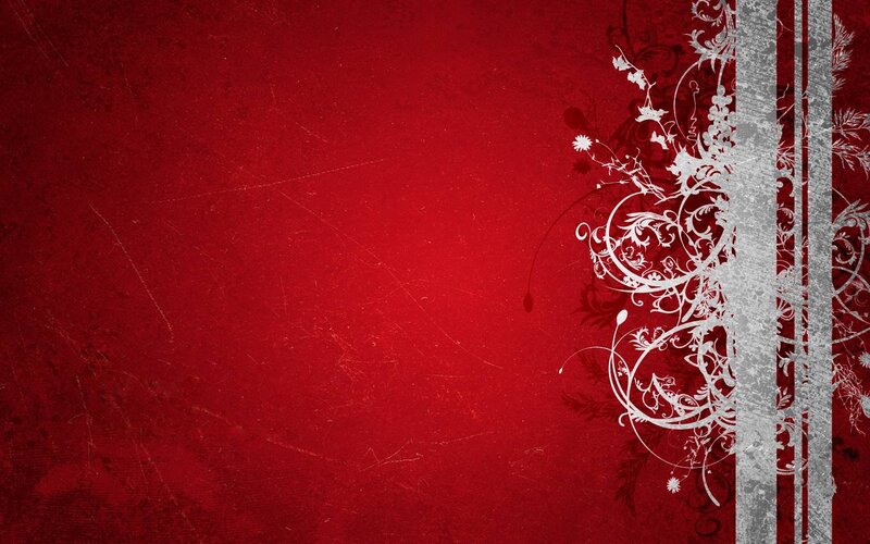 White Floral Design on Red — Dramatic